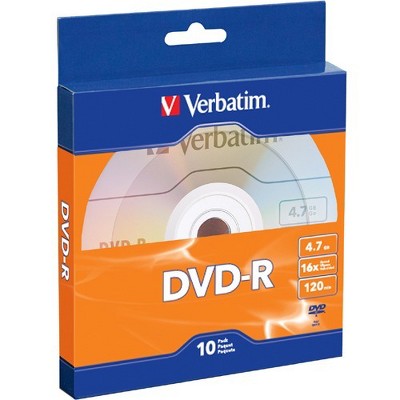 Verbatim DVD-R 4.7GB 16X with Branded Surface - 10pk Bulk Box - 120mm - 2 Hour Maximum Recording Time