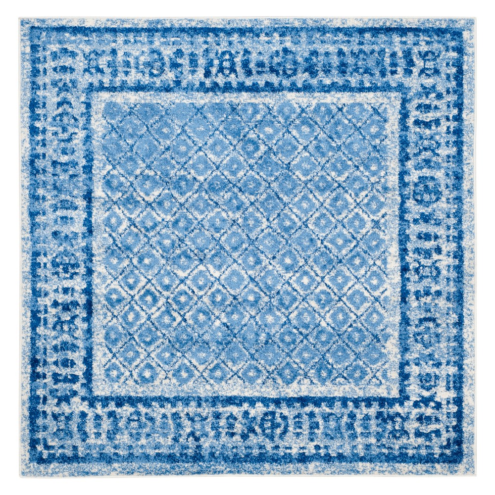 8'x8' Diamond Square Area Rug Silver/Blue - Safavieh