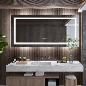 40/60/63in Oversize Led Dual Illuminated Bathroom Mirror Wall Mount Antifog Vanity Mirrors Shatterproof Aluminum - 1 of 4