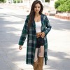 Amaryllis Women's Button-Up Plaid Coat Long Sleeve Hooded Trench Casual Layering Piece Versatile Fall Outerwear - 3 of 4