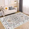 Kumasinova Vintage Boho Area Rug, Washable Rug with Floral Pattern, Faux Cashmere Living Room Rug, Non-Slip Rugs, Stain-Resistant Door Mat - 2 of 4