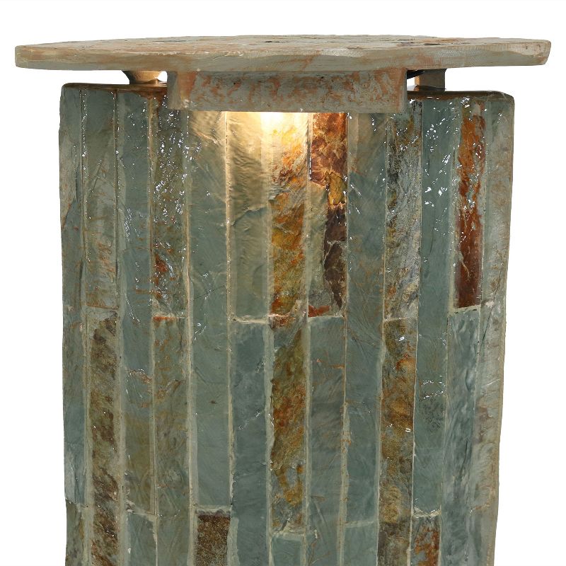 Sunnydaze 49"H Electric Natural Slate Tower Column Indoor/Outdoor Water Fountain with LED Light, 4 of 11