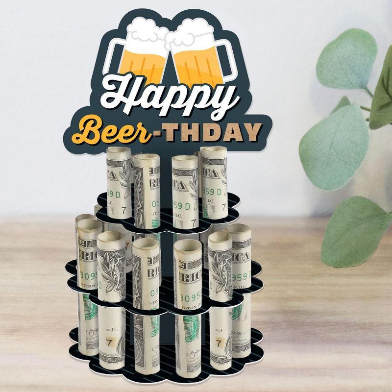 Big Dot of Happiness Cheers and Beers Happy Birthday - DIY Birthday Party Money Holder Gift - Cash Cake, 1 of 8