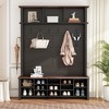 TIRAMISUBEST 4-in-1 Hall Tree with 6 Hooks, Entryway Storage Bench with Adjustable Shelves and Open Compartments - 2 of 4
