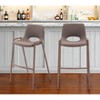 HomeRoots Set of Two 30" Brown Faux Leather And Steel Low Back Bar Height Bar Chairs - 2 of 4