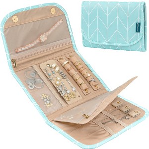 PAVILIA Travel Jewelry Case Organizer, Foldable Roll Bag, Small Pouch Wallet for Earrings Rings Necklaces Bracelets Packing Accessories - 1 of 4