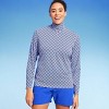 Lands' End Women's UPF 50 Geo Print Long Sleeve Quarter Zip Rash Guard - Blue - image 3 of 4