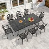 (9-PC)Premium Black Cast Aluminum Patio Set - Weather-Resistant Outdoor Table & Chairs with Beige Cushions - 2 of 4