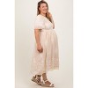 Pinkblush Cream Embroidered Smocked Maternity Plus Midi Dress - 3 of 4
