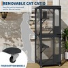 Wood Catio Outdoor Cat Enclosure, Outdoor Cat House with 4 Wheels, Wooden Cat Enclosures for Patio - 4 of 4