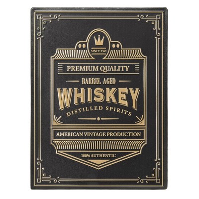 Embossed Black and Gold Metal Whiskey Bar Sign 12" x 16"
