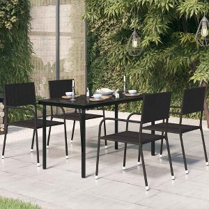 Garden Dining Table Black Powder-coated steel, glass - 1 of 4