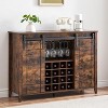 47" Wooden Wine Bar Cabinet with Sliding Door, Modern Liquor Whiskey Coffee Station with Wine Rack&Glass Holder - 3 of 4