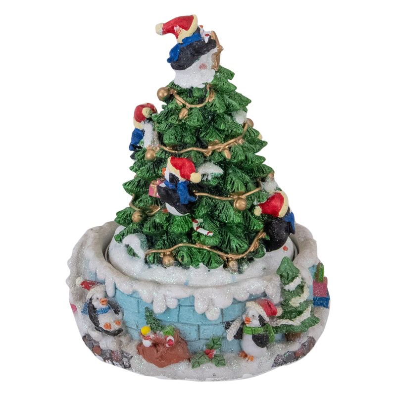 Northlight 6.5" Penguins and Christmas Tree Rotating Music Box, 6 of 7