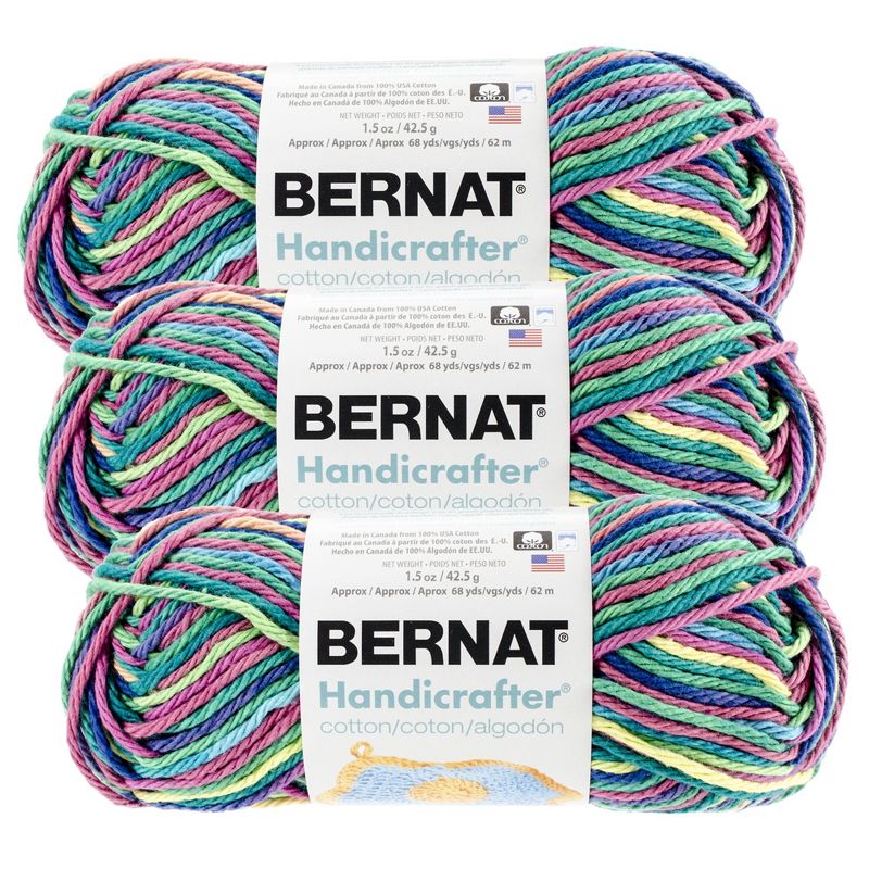 (Pack of 3) Bernat Handicrafter Cotton Yarn - Ombres-Psychedelic, 1 of 2