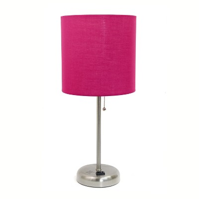HomeStock Sleek and Slender Brushed Steel Table Lamp with Charging ...