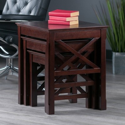 Cappuccino Wood 3-Piece Rectangular Nesting Tables