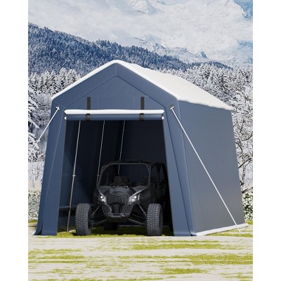 10x15FT Outdoor Storage Shed,Portable Carport with Roll-up Zipper Door and Windows,Waterproof,Storage Sheds for Motorcycle,Bike,Firewood,Garden Tool