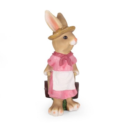 Wallen Outdoor Concrete Decorative Rabbit Planter Pink/Brown - Christopher Knight Home