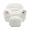 TiramisuBest Comfy Bean Bag Chair with Back Support and Footstool, Faux Fur Floor Sofa for Adults & Kids, Soft Lounge Chair for Living, White - 4 of 4