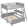 NicBex Full over Full Bunk Bed with Desk Wooden Bed Frame with Wheels, Inclined Ladder and Guardrail for Bedroom, No Box Spring Required - 3 of 4