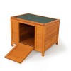 DOMETOUR Small Wood Rabbit Hutch Bunny Cage, Raised Cat House with Ladder for Small Animals Orange - 3 of 4