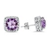 Pompeii3 3ct Pave Halo Amethyst Studs 14K White Gold - 2 of 4