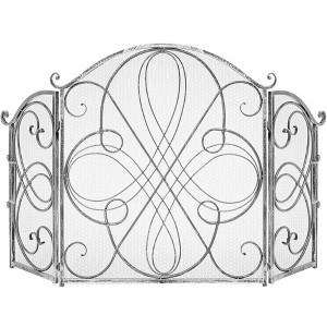 Best Choice Products 3-Panel 55x33in Wrought Iron Fireplace Safety Screen Decorative Scroll Spark Guard Cover - 1 of 4