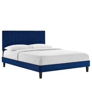 Modway Yasmine Channel Tufted Performance Velvet Queen Platform Bed - 1 of 4