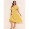 INSPIRE CHIC Women's V-Neck Flounce Short Sleeve Casual Elastic Waist Solid Elegant Maxi A-Line Dress - 4 of 4