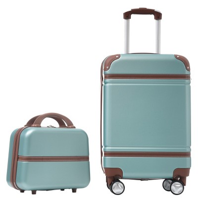 20 Inch Hard Shell Luggage Vintage Suitcase with Cosmetic Case,Checked Luggage Expandable Lightweight Spinner Suitcase With TSA Lock-Cuddlewood