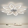 35.4" Flush Mount Ceiling Fan with Dimmable Light and 6-Speed Reversible Motor, Modern Ceiling Light for Bedroom or Living Room–The Pop Home - 2 of 4