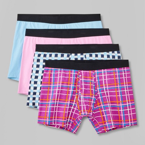 Men's Plaid/solid Boxer Briefs 4pk - Original Use™ Blue/pink/white L :  Target