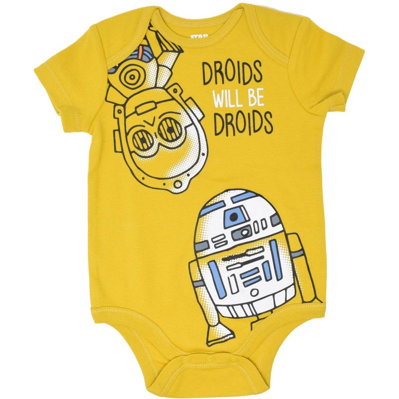 Star Wars R2-D2 C-3PO Chewbacca Yoda Darth Vader Newborn Baby Boys 5 Pack Short Sleeve Bodysuits , 5 of 10