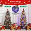 4.5ft Prelit Artificial Christmas Tree with 150 Lights,20 Clusters Red Berry,Artificial Potted Xmas Tree with 8 Light Modes,Elk Base, Holiday Decor - 3 of 4