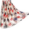 Women's Chiffon Pleated Midi Skirt - A-Line Skirt with Elastic Waist for Elegant Style A Beige Flower - 2 of 4