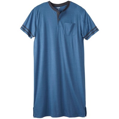 KingSize Men's Big & Tall Short-Sleeve Jersey Henley Nightshirt