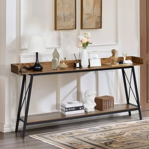 KTMBDW 70.9 inch Extra Long Console Table with 2 Power Outlets & USB Ports, Sofa Table Behind Couch for Living Room - 1 of 4