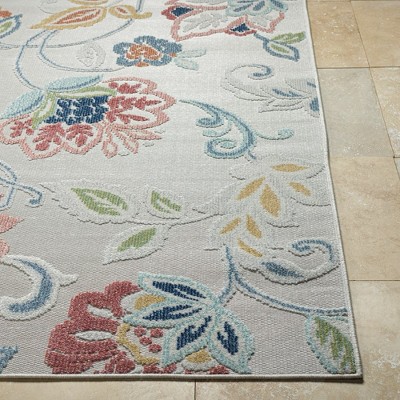 Ottis Cream and Rust Floral Synthetic Area Rug 2' x 2'11"