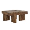 Kuboloa Natural Sheesham Wooden Square Coffee Table ¨C Organic Elegance for Living Room - 2 of 4