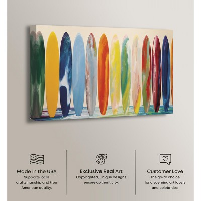 Colorful Surfboard Abstract Canvas Wall Art, 24" x 16"
