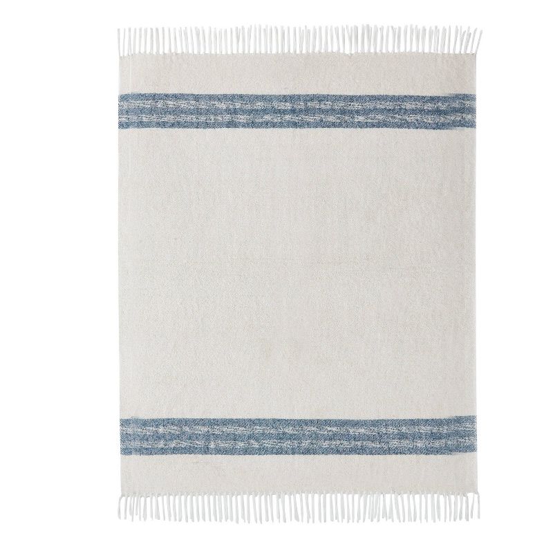 VCNY 50&#34;x60&#34; Tanya Striped Cotton-Rich Throw Blanket Ivory/Navy, 4 of 7