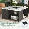 Whisen Modern 2-layer Coffee Table with Casters and Removable Tray - image 3 of 4