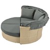 Maliang Outdoor Patio Daybed, Wicker Rattan Round Sofa Furniture Set with Retractable Canopy, 4 Pillows for Lawn Garden Backyard Pool - 4 of 4