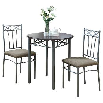 Dining Table Set - Cappuccino/Silver (Set of 3) - EveryRoom