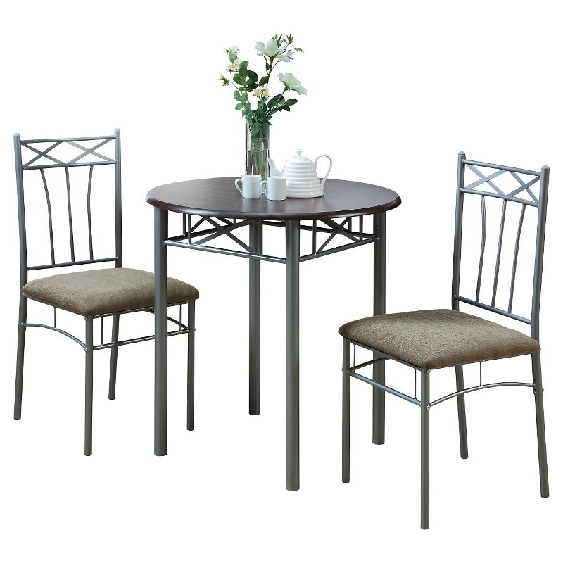 Dining Table Set - Cappuccino/Silver (Set of 3) - EveryRoom, 1 of 7
