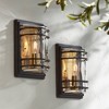 John Timberland Modern Outdoor Wall Light Fixtures Set of 2 Bronze 11" Clear Glass Shade for Exterior Barn Deck House Porch Patio Outside Front Door - 2 of 4