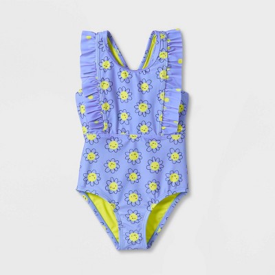 Toddler Girls' Daisy Print One Piece Swimsuit - Cat & Jack™ Blue