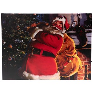 Northlight LED Lighted Jolly Santa Claus Christmas Canvas Wall Art - 11.75" x 15.75" - 1 of 4