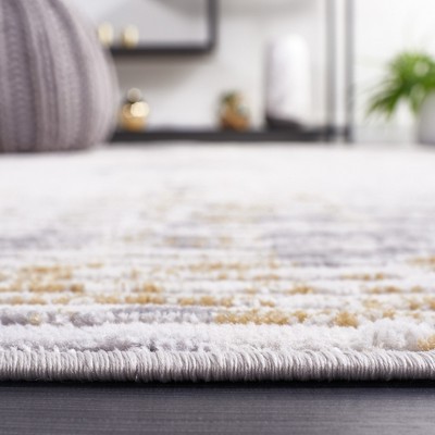 Gray and Beige Hand-Knotted Synthetic 4' x 6' Area Rug